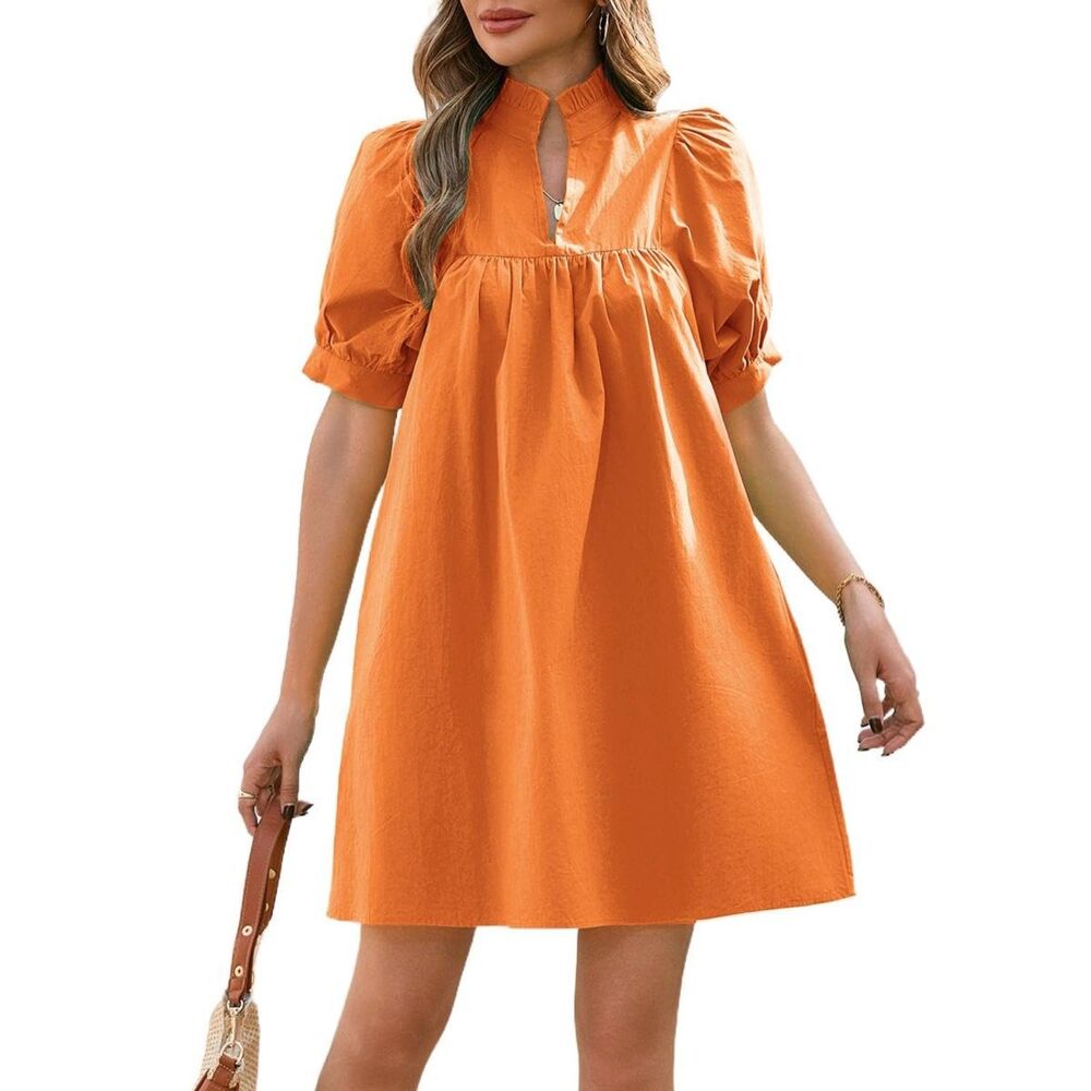 Ruffle Collar High Neck Mini Dress, SZ S, 4E-147D004